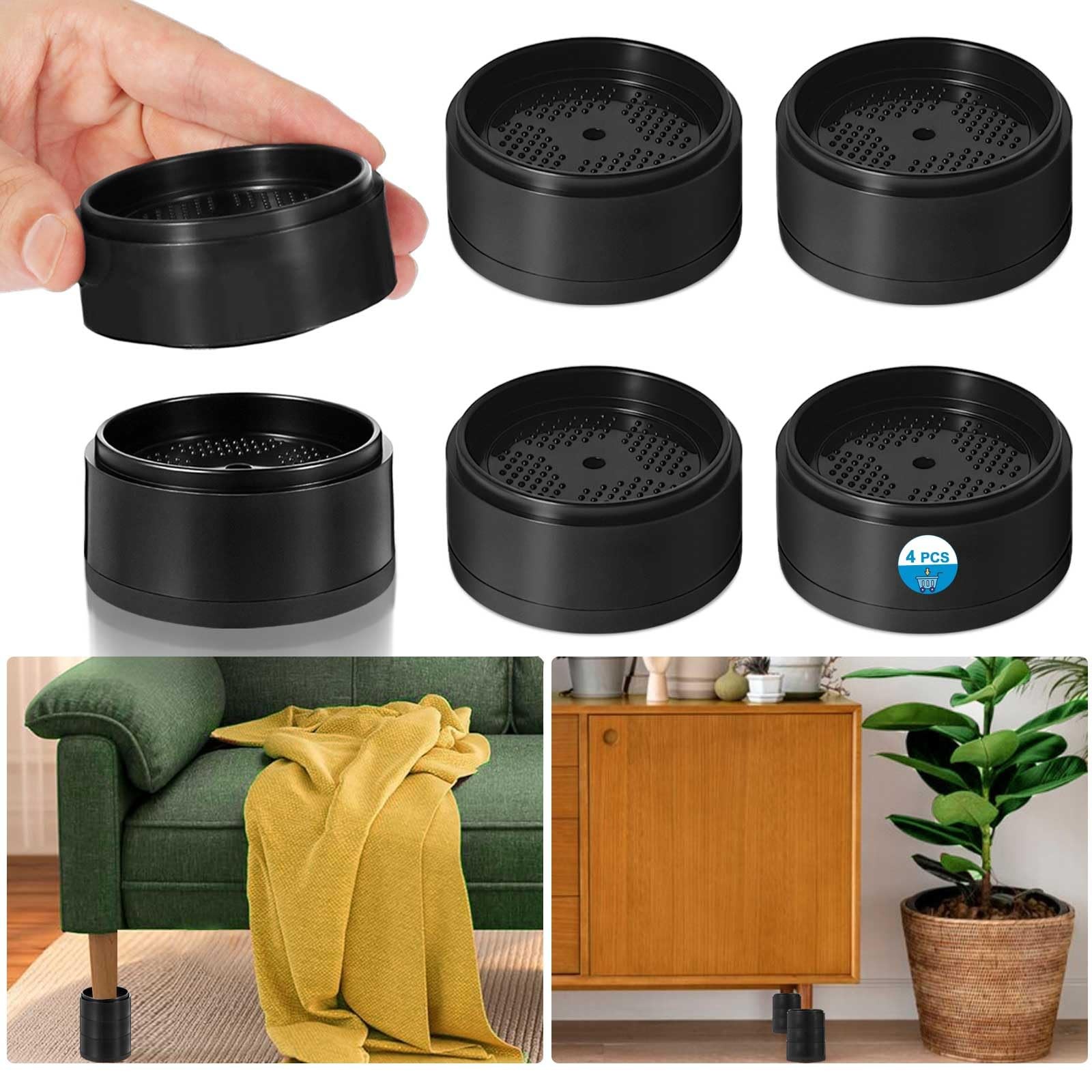 Bed Risers 1 inch, 2 inch, 3 inch, 4 inch Heavy Duty, Adjustable Furniture Riser