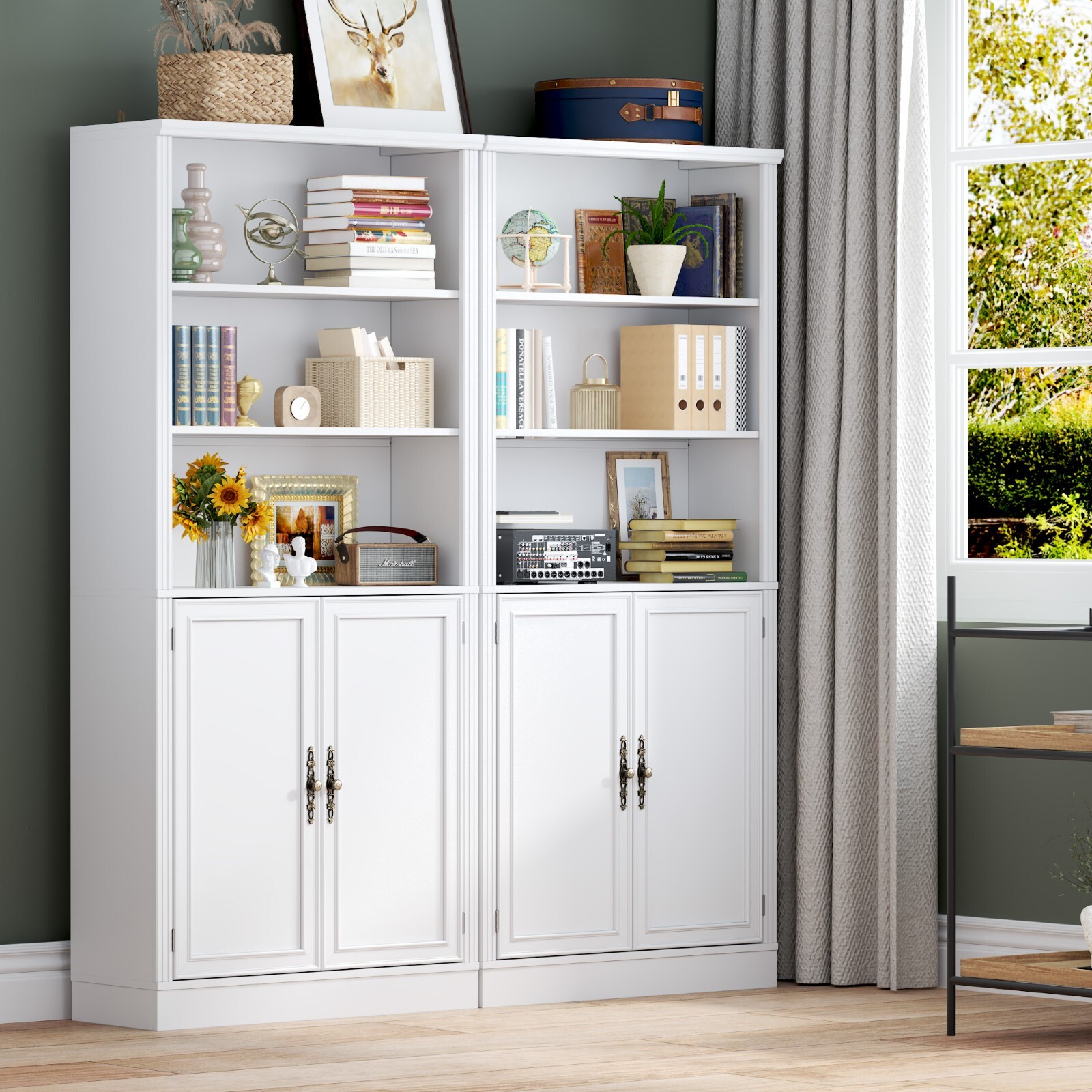 Bookshelves Bookcases with Doors Floor Standing 6 Tier Display Storage Shelf