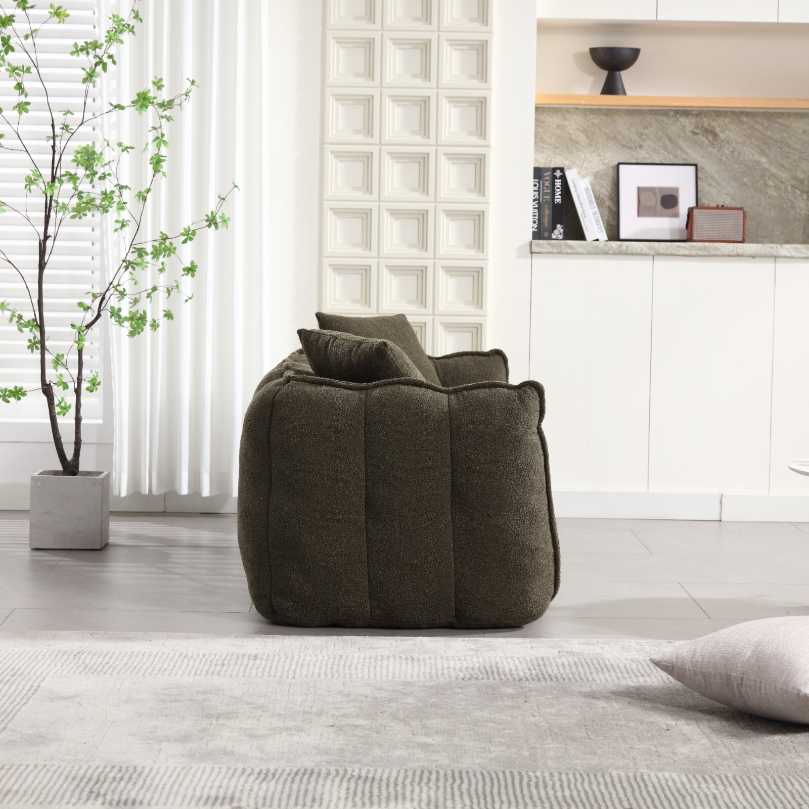 2-Person High-Resilience Foam Beanbag Chair. Cozy Square Reclining Sofa for Gami