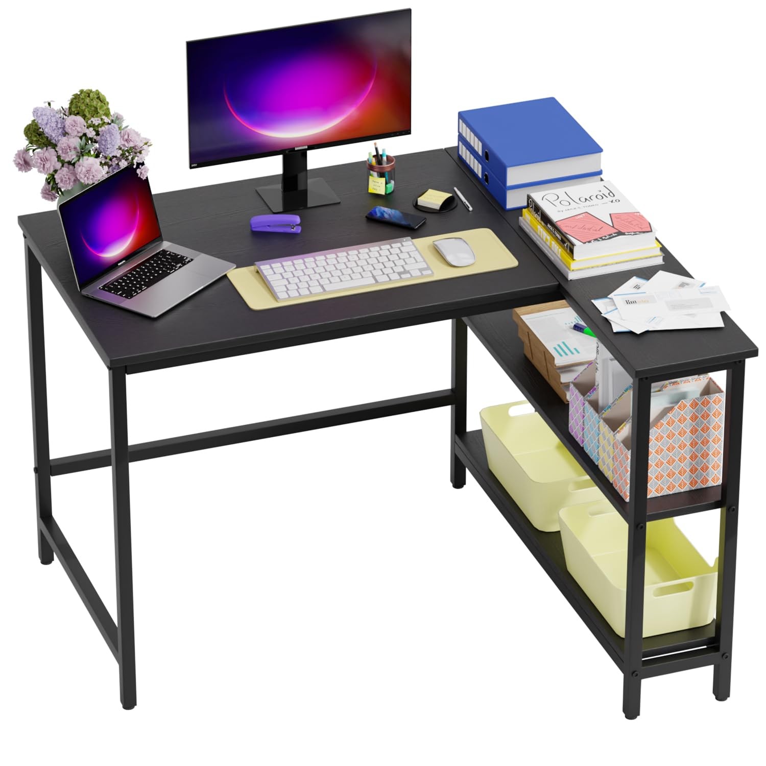 Fdw L-Shaped Gaming Desk 43 Inch Computer Desk Corner Desks Reversible Side
