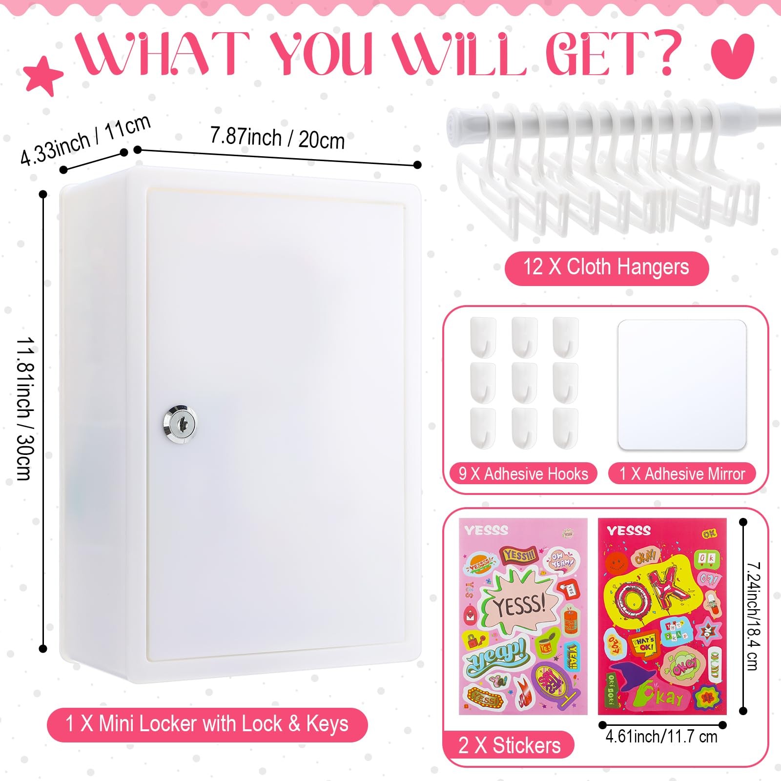 Geelin Mini Locker Keys Small Storage Cabinet Rectangular 11.81×3.94×4.33 Inch