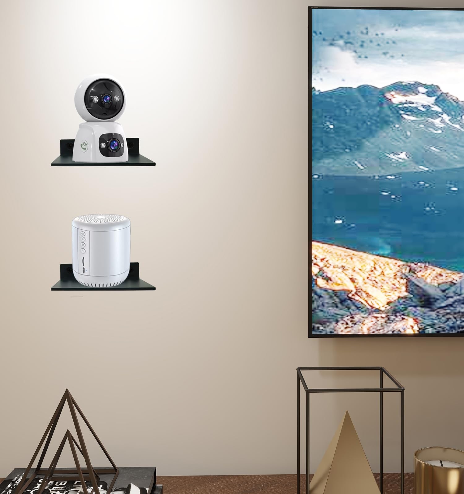 6.5 Inch Black Small Floating Wall Shelf 3.0mm Aluminum Alloy For Bathroom