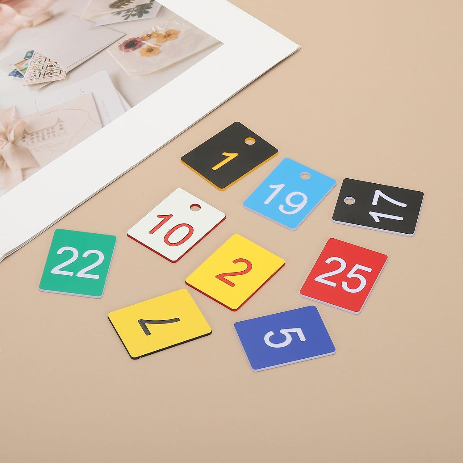 10PCS Rectangle Number Tags 1-10, 3x4CM Number Key Tags Plastic Numbered with…