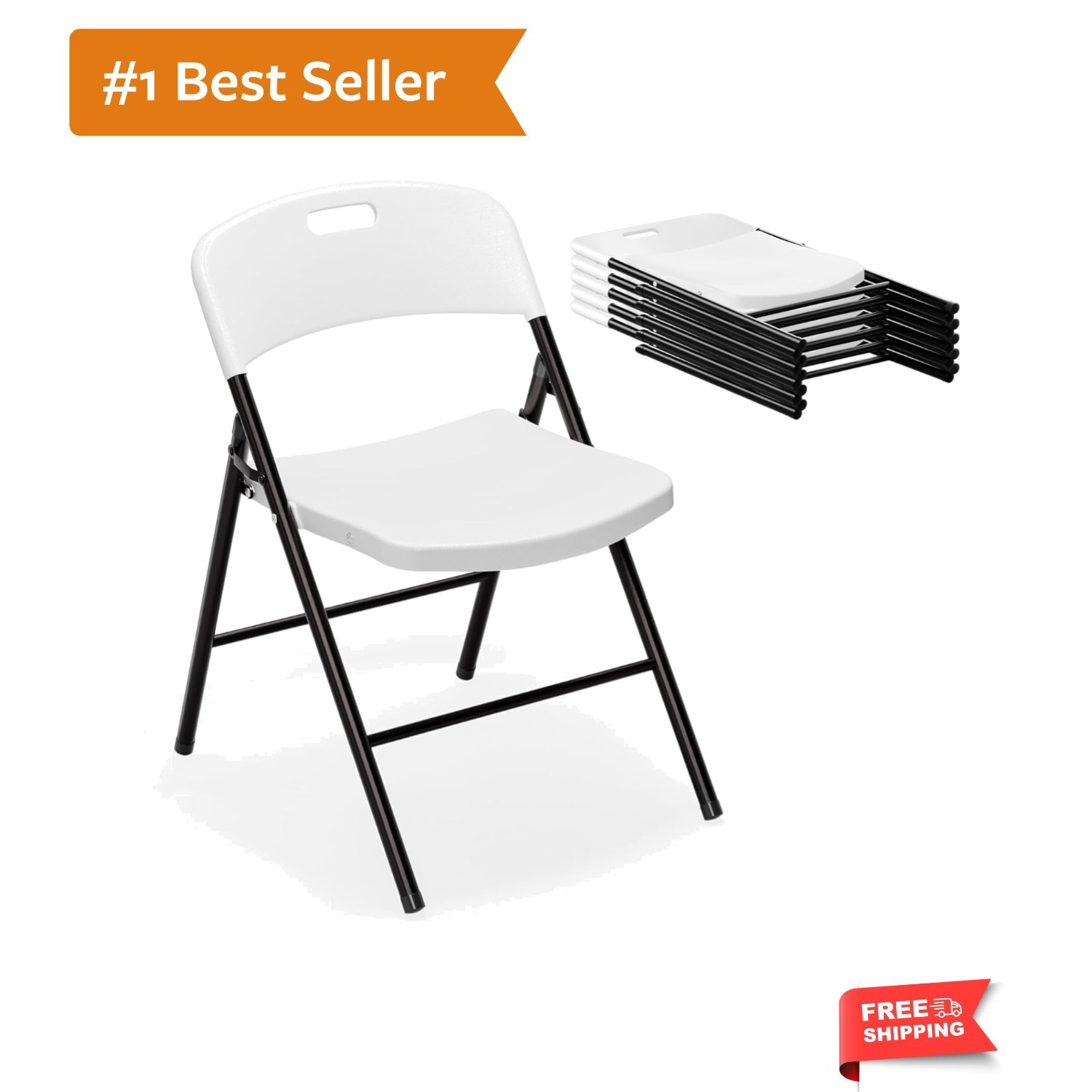 Folding Chairs, Plastic Foldable Chair, Capacity up to 350 lbs, Portable Seat…