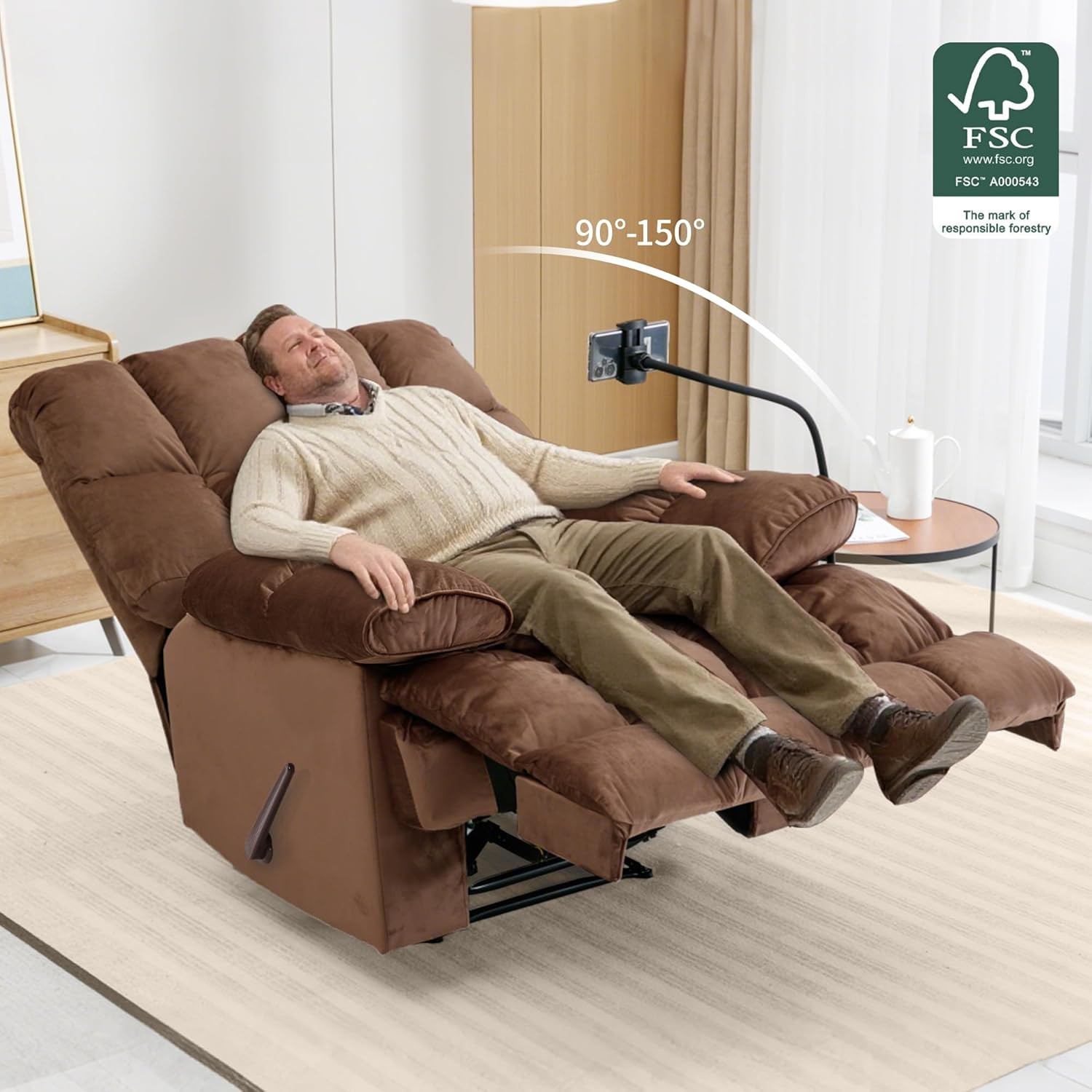 Oversized Recliner Chair, Big Man Recliner Chairs for 400LBS Adults, Extra Wide