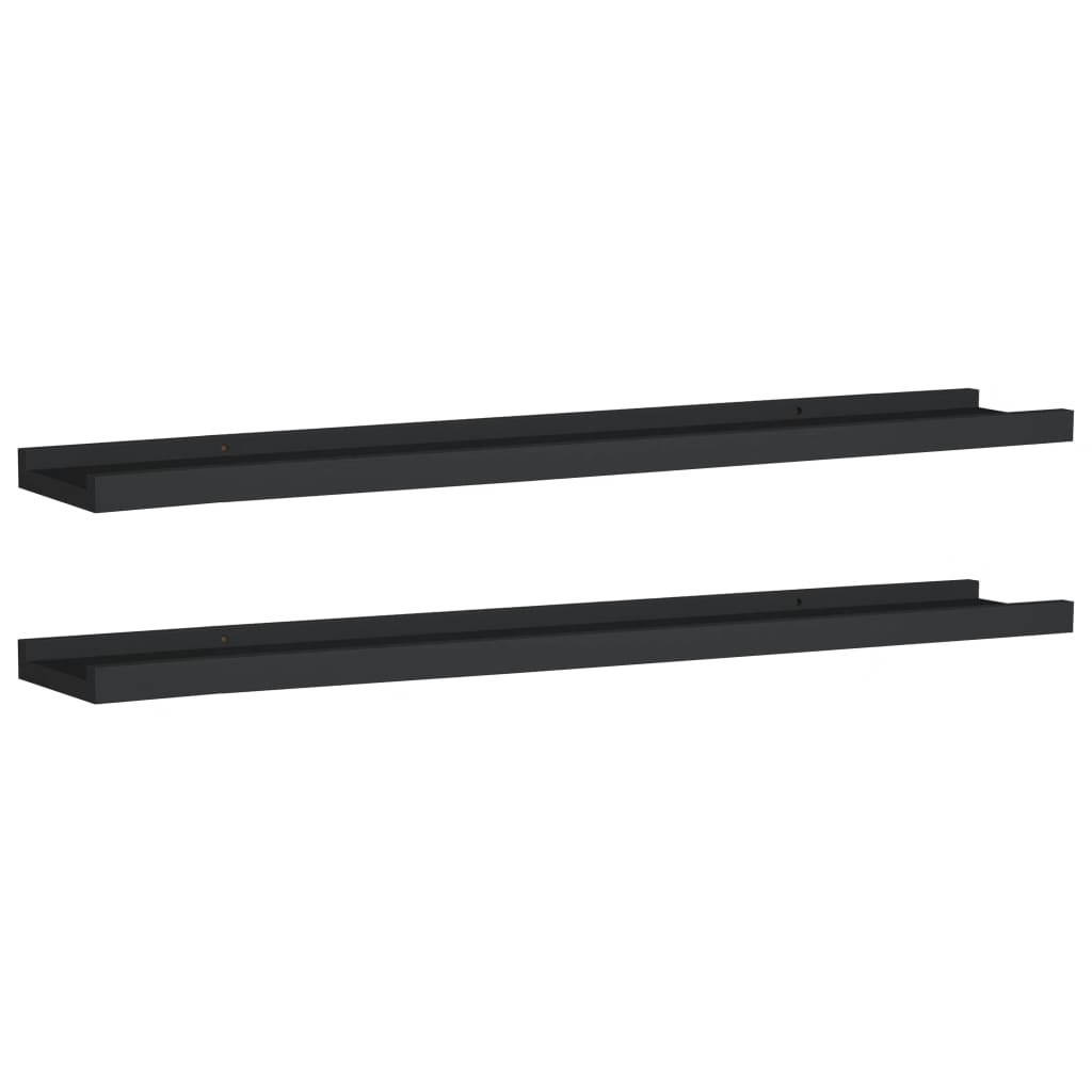 Picture Frame Ledge Shelves 2 pcs Black 31.5″x3.5″x1.2″ MDF