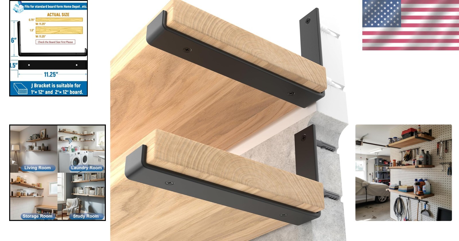 Durable 12-Inch Floating Shelf Brackets 6-Pack – Rust Resistant & Easy Install