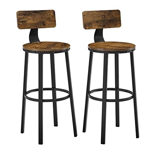 Bar Stools Set of 2, Bar Height Stools, 28.9 2 Pack Rustic Brown + Ink Black