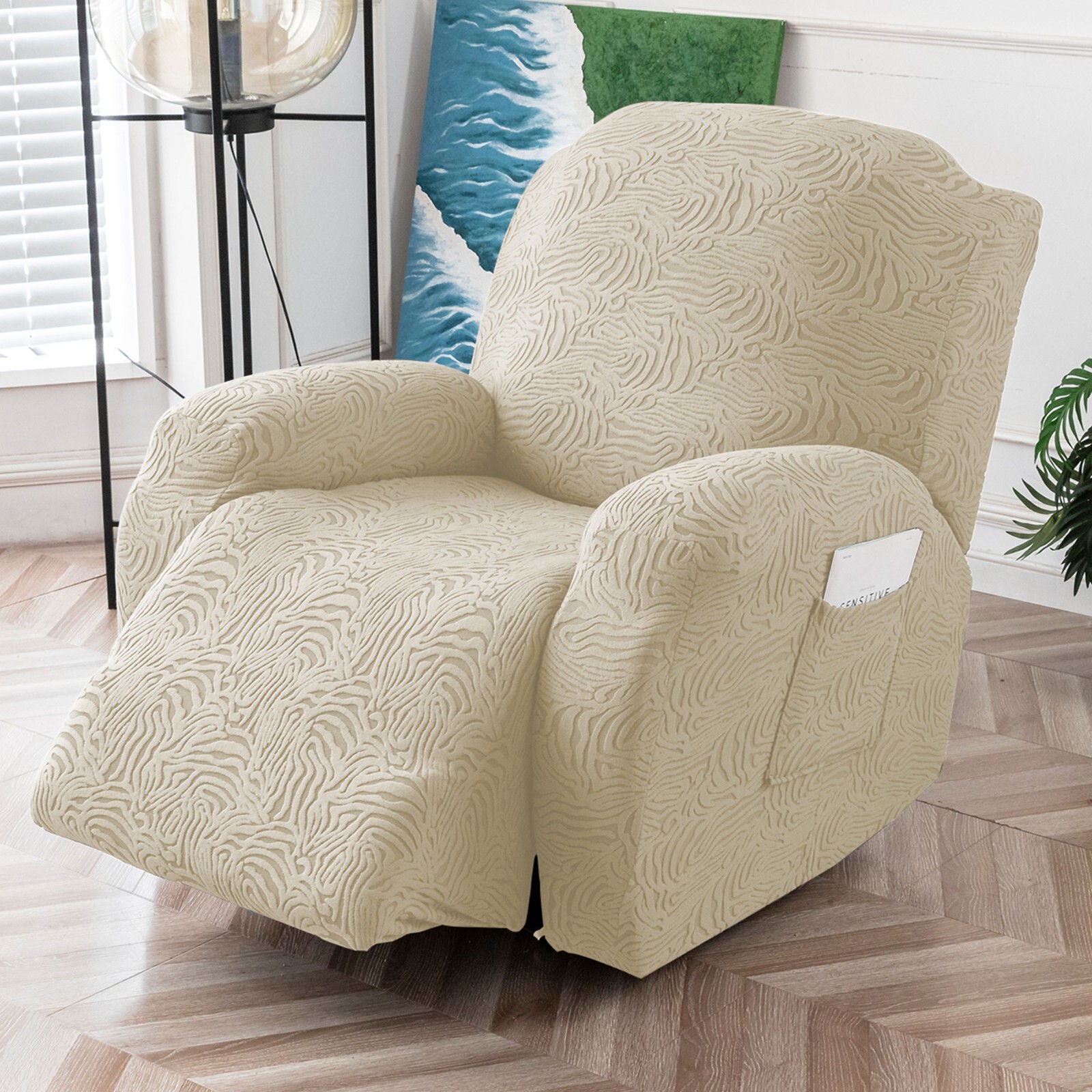 Recliner Chair Cover,Stretch Sofa Cover 1 Seater With Arm Rest, Couch Cover Soft