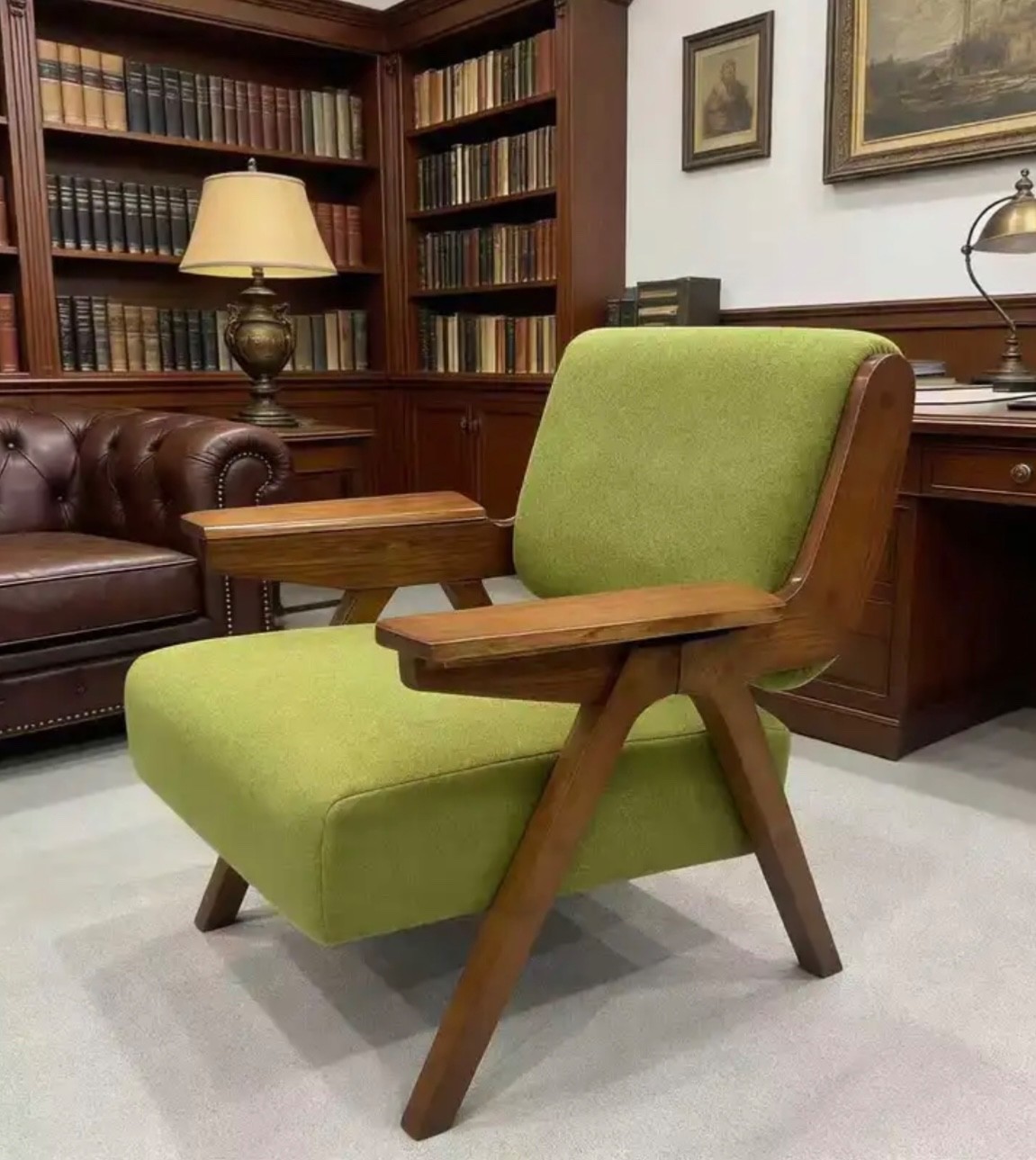BRAND NEW!!! Green Armchair Mid-Century Style