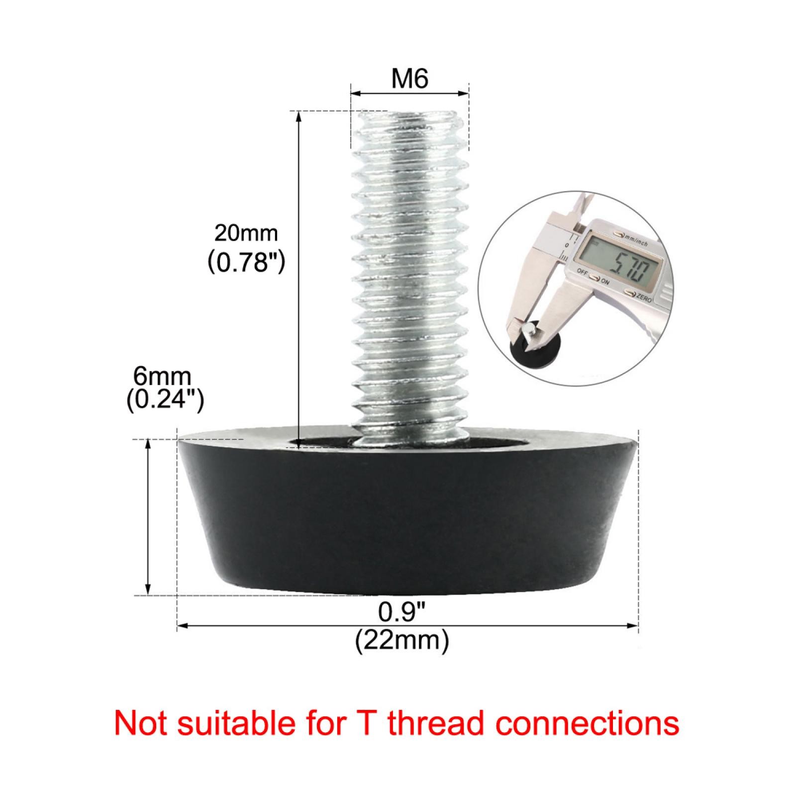 20 Pcs Screw On Type Furniture Glide Leveling Foot Adjuster 22mmxM6x20mm