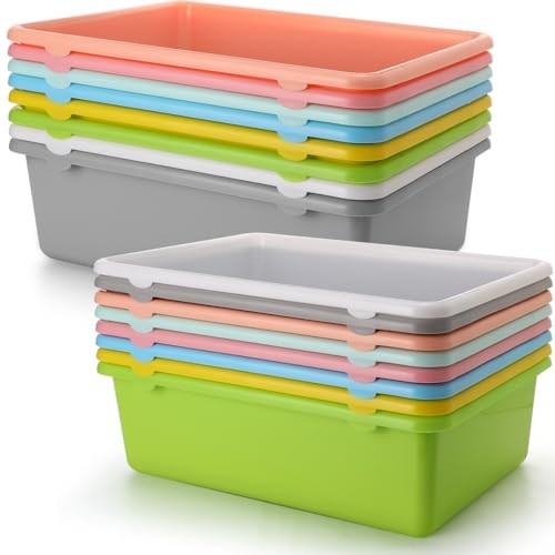16 Pcs Large Plastic Book Bins for Classroom Cubby Storage Bins Bulk 15.3 x