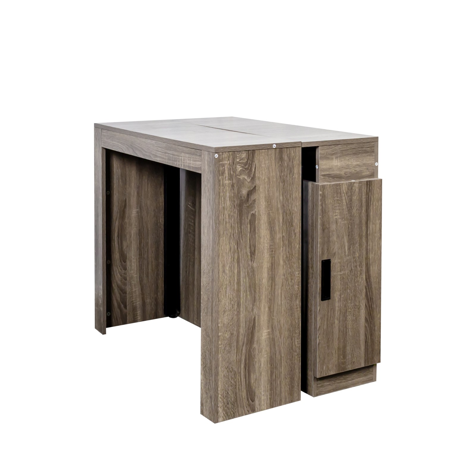 Modern Extendable Dining Table w/Outlet, Space Saving Expandable Table w/Storage