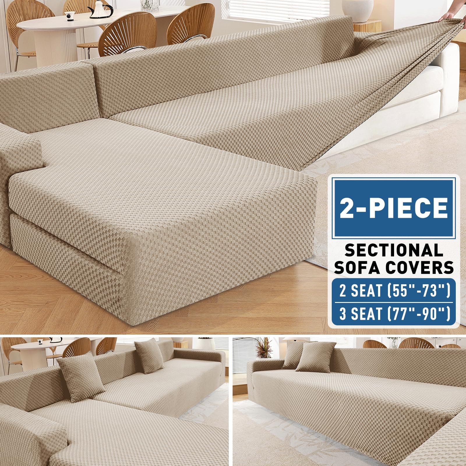 Znsayotx Sectional Couch Covers Stretch Jacquard Slipcovers Elastic Bottom For