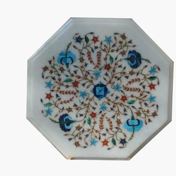 12″ Marble Coffee Table Marquetry Pietra Dura Handicraft Home Decor