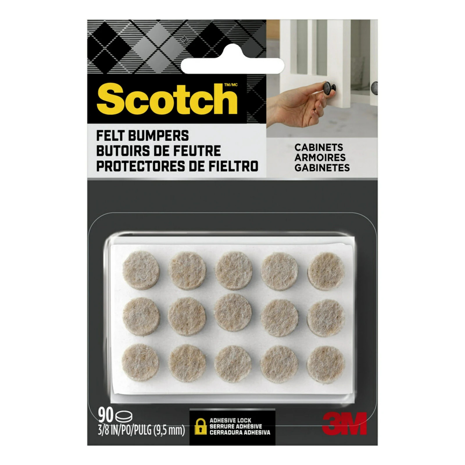 Scotch Beige Round Felt Cabinet Door Bumpers Pads 90 Pack