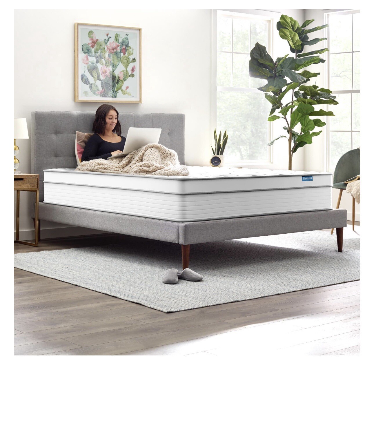 Crown Mark Upholstered Panel Bed, King – Black