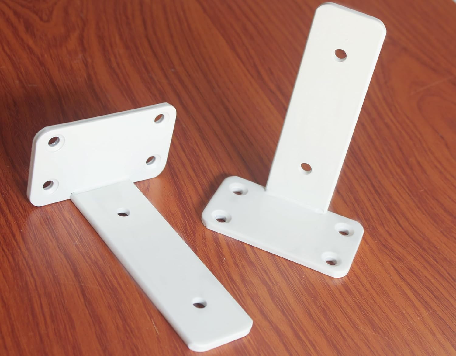12 Pack – 6 Inch White Hidden L Shelf Bracket (1/5 Inch Thicked) Iron Floating S