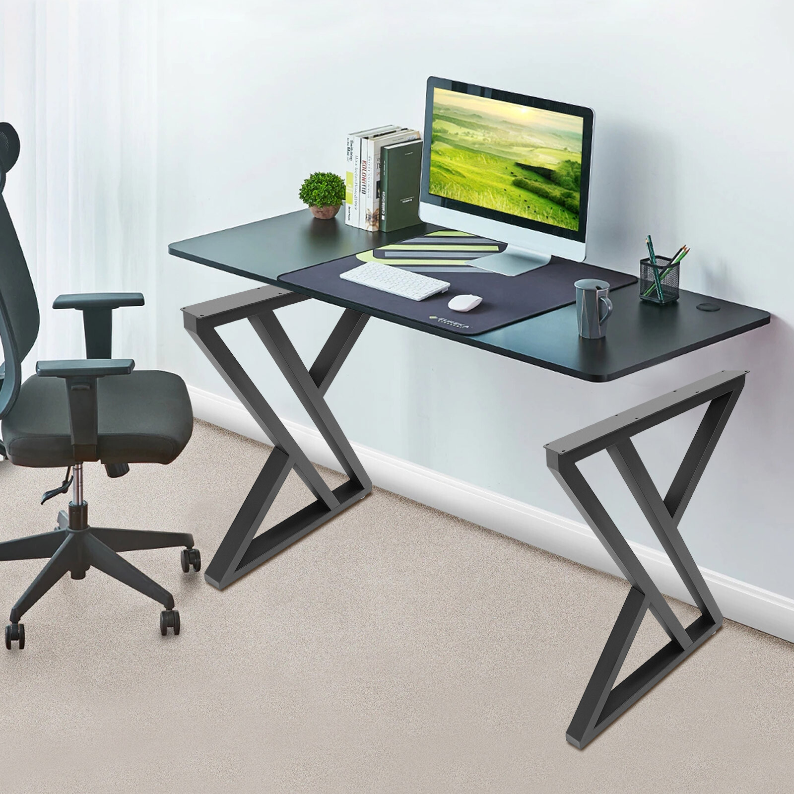 Modern Iron Table Legs X-Shaped Desk Legs Metal Furniture Dining Table Legs 2PCS