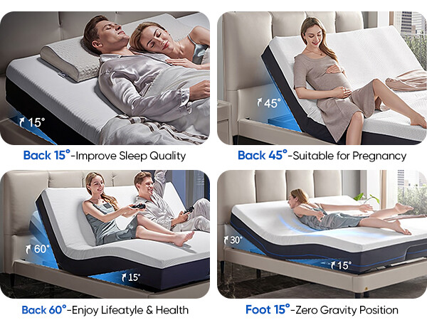 Advanced Power Base Adjustable Bed Frame With Massage Backlit Remote USB Ports