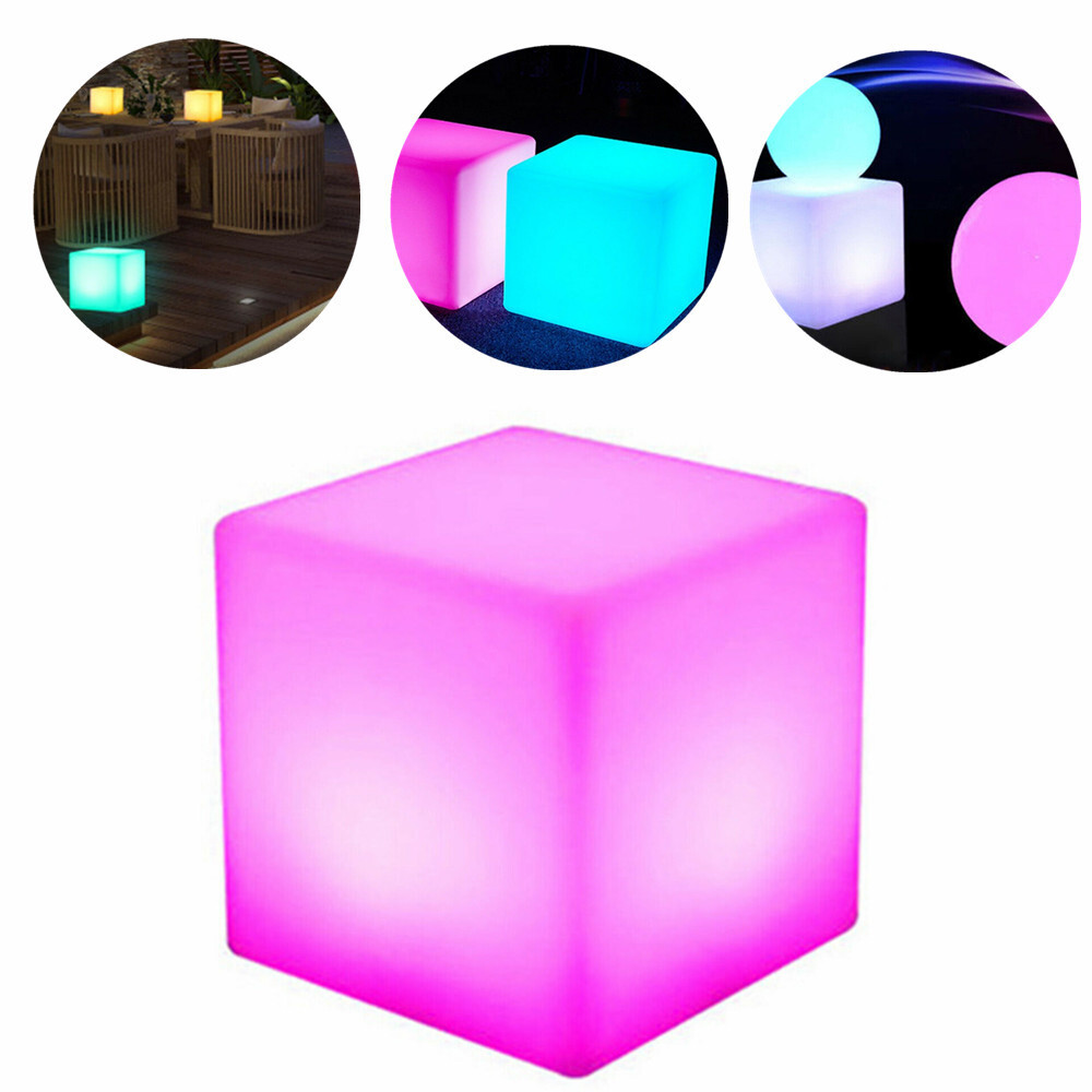 RGB Light Up Square Cube LED 12″ Party Decor Lighting Furniture With 15m Remote