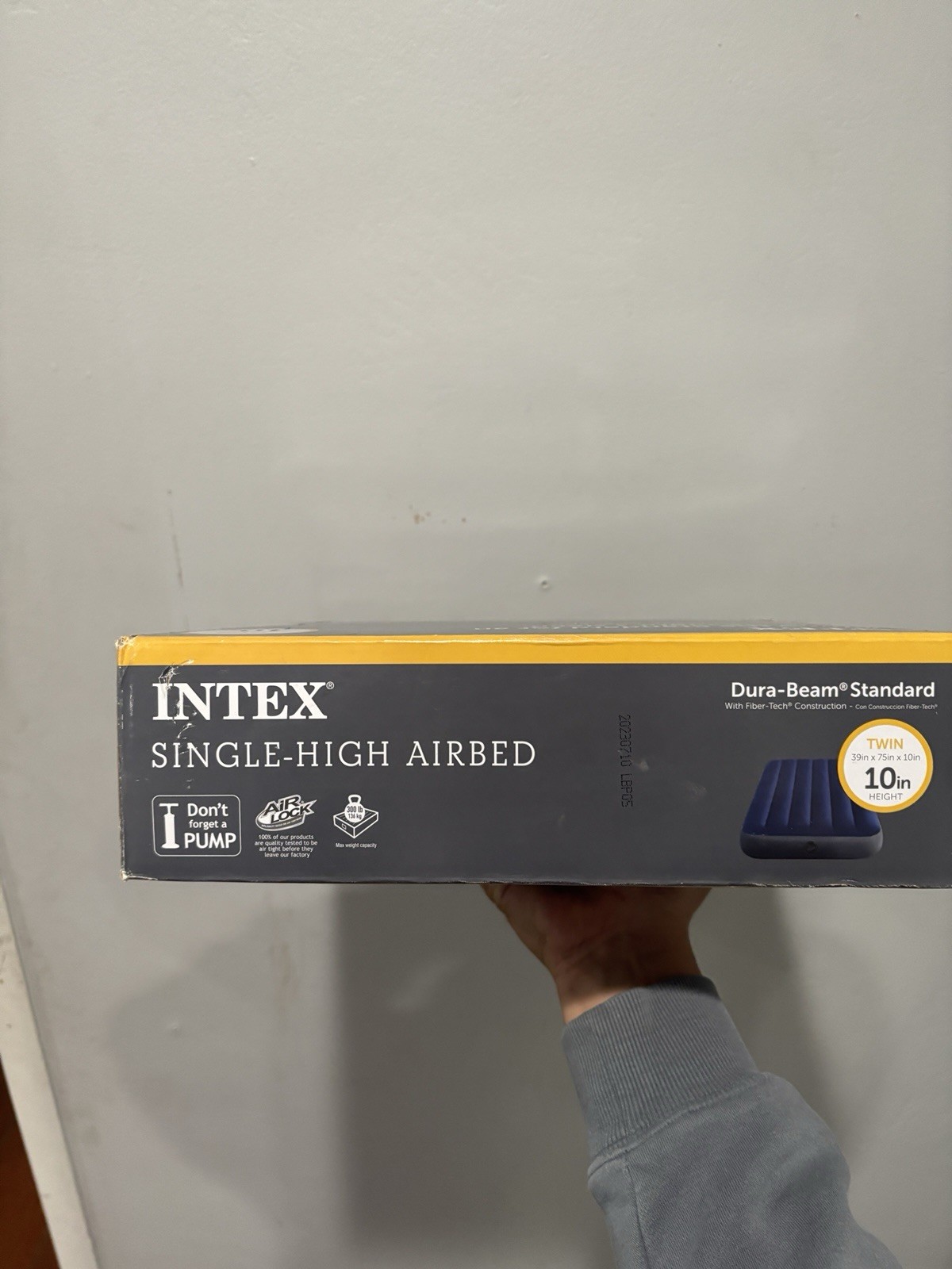 Intex Dura-Beam Standard Twin 10in Blue PVC Inflatable Air Bed Mattress