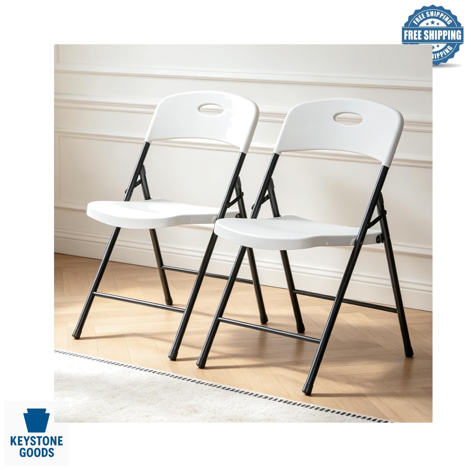 Heavy Duty Folding Chairs Set – 2 Pack, 350 lbs Capacity, Portable & Ergonomi…