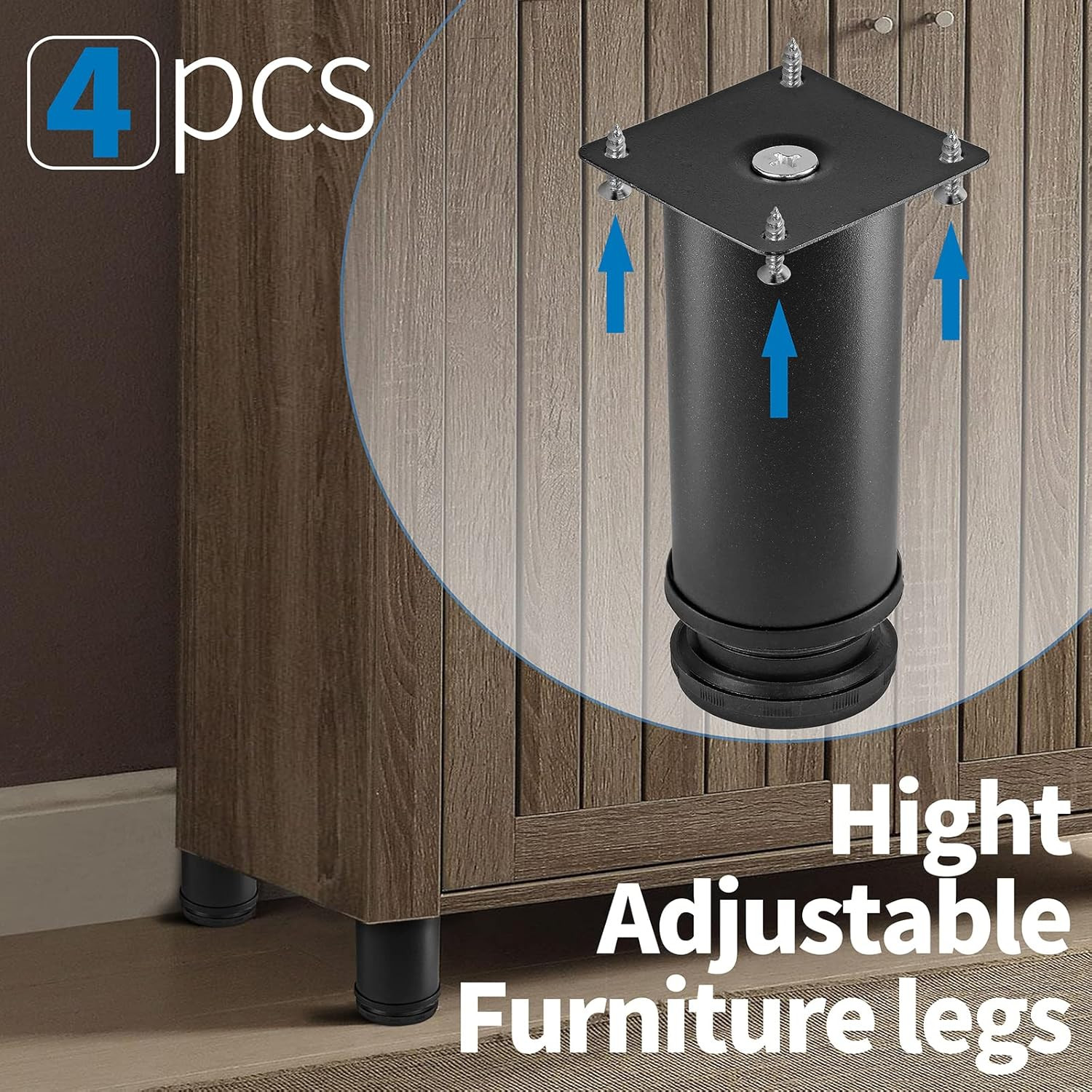 5 Inch Metal Furniture Legs Stainless Steel Adjustable Legs Black Metal Legs rou