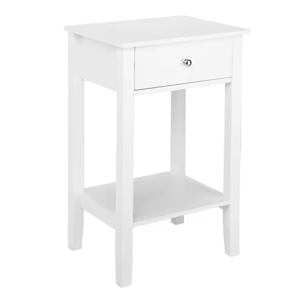 1-Drawer White Nightstand (27.56 In. H X 18.11 In. W X 13.78 In. D)