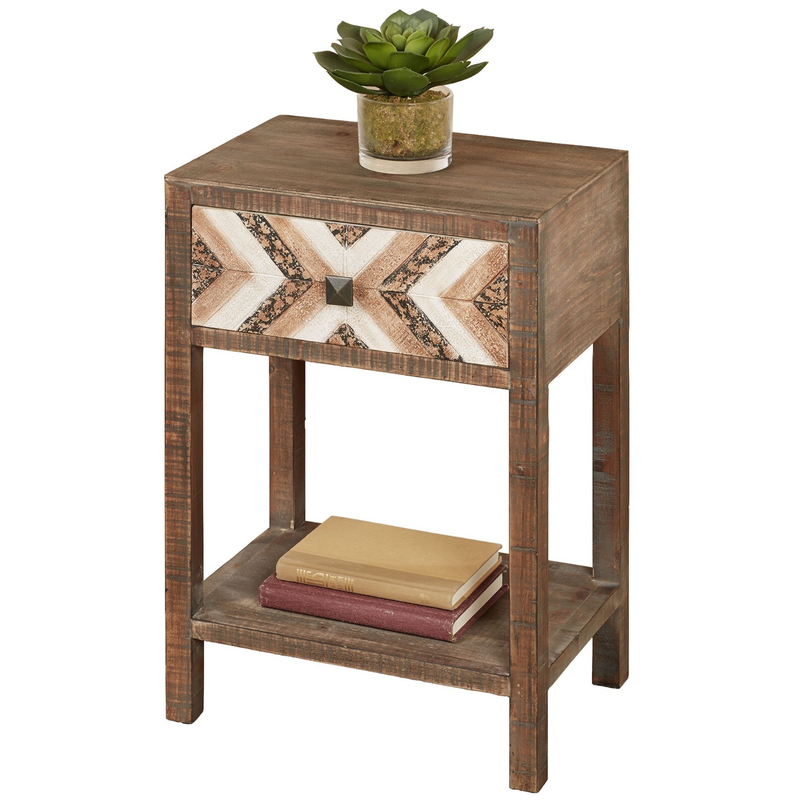 Chaya Handpainted Wooden Accent Table 24.5 Inches Tall