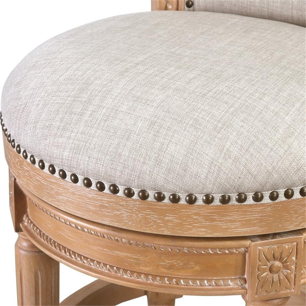 Chapman 31in. Wood Bar-Height Swivel Barstool with Back- Weathered Natural