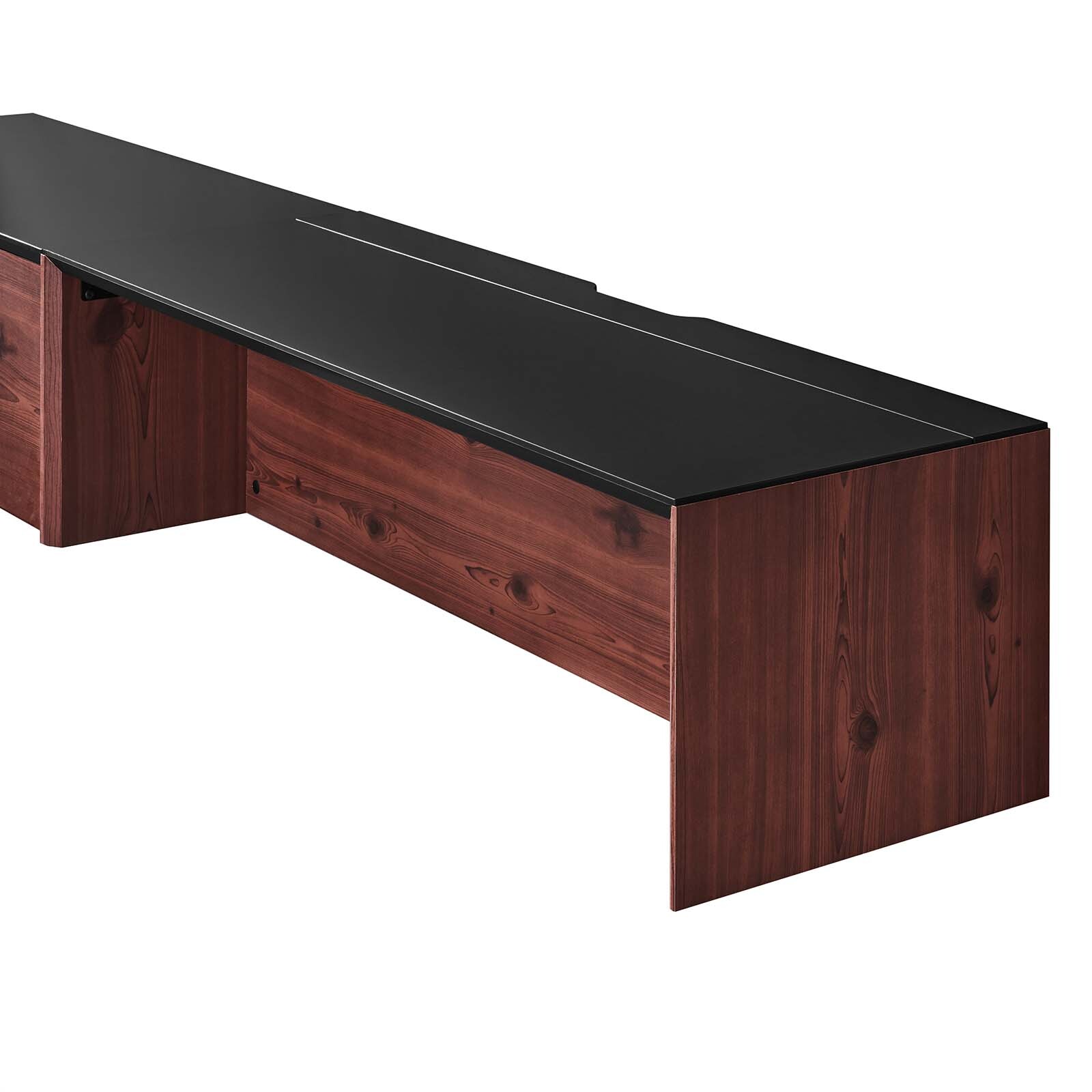 Modway Kinetic 49″ Wall-Mount Office Desk With Cabinet and Shelf in Black Cherry