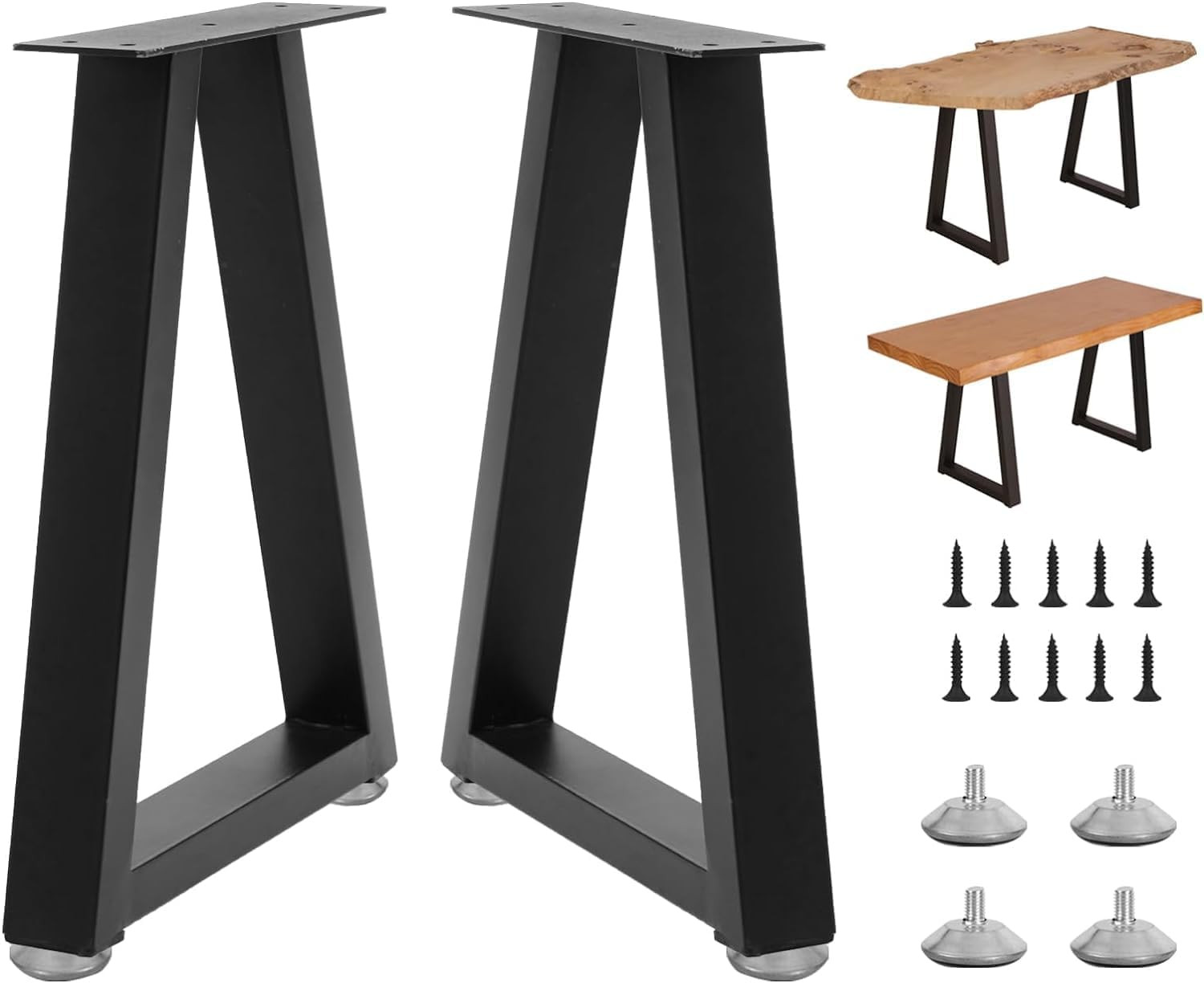 22″ Heavy-Duty Trapezoid Metal Desk Legs with Adjustable Feet Pads, 800Lb Capaci