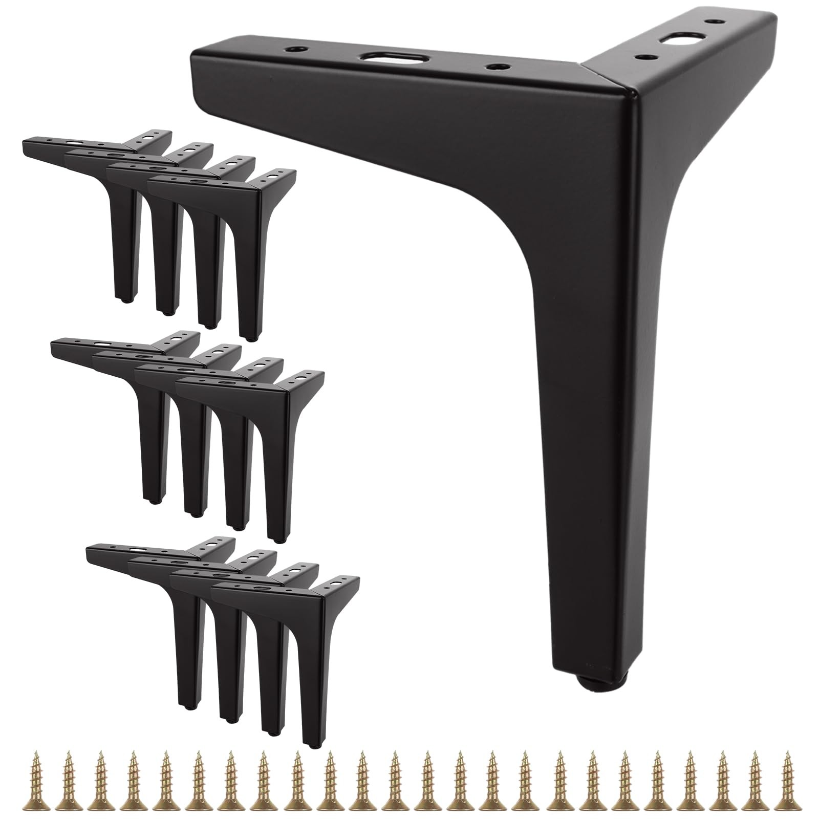 12 PCS 6 Inch Metal Furniture Legs Matte Black Couch Replacement Triangle