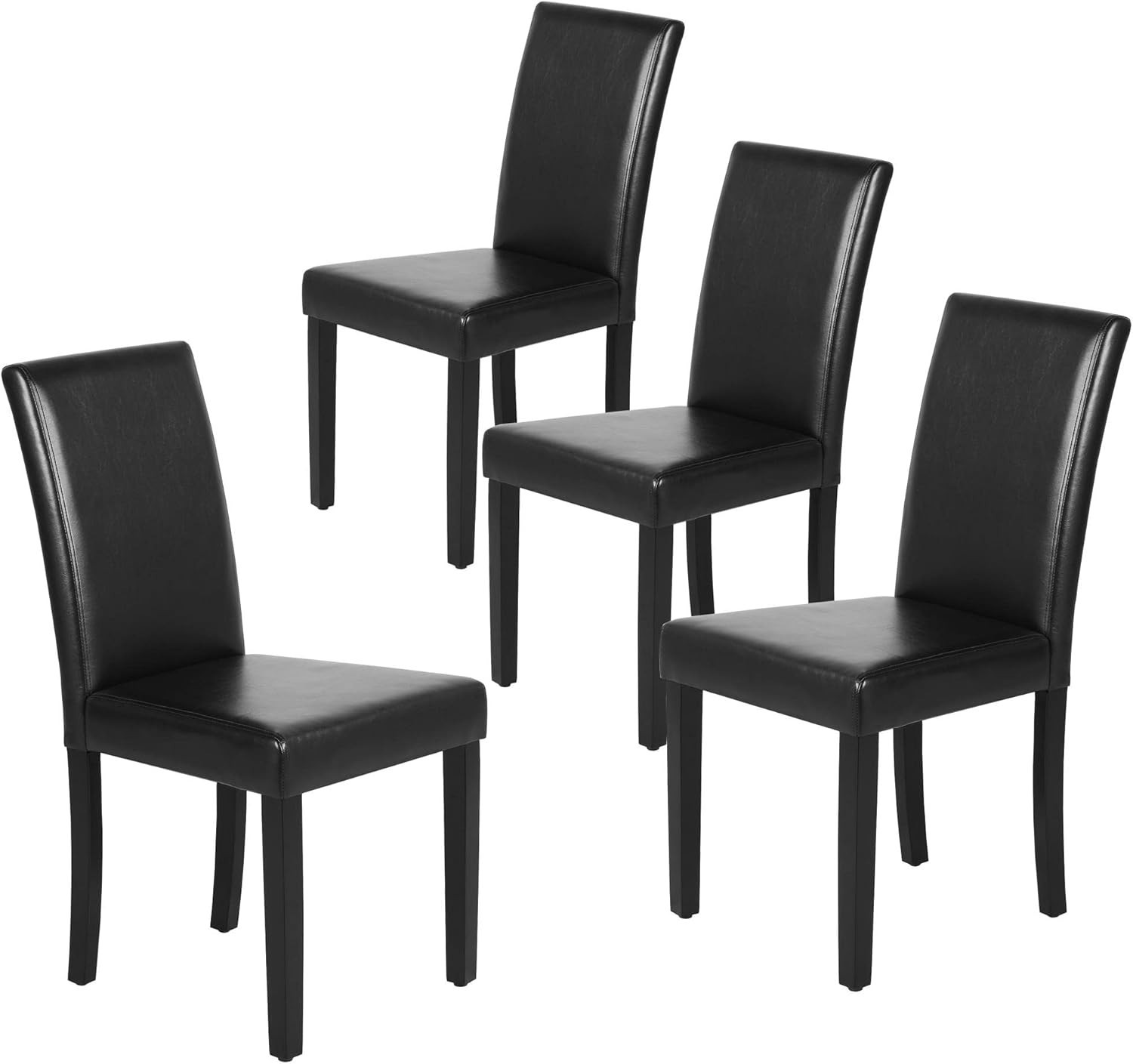 4Pcs Dining Chairs Set Upholstered Modern Armless Parson Chair w/Solid Wood Legs