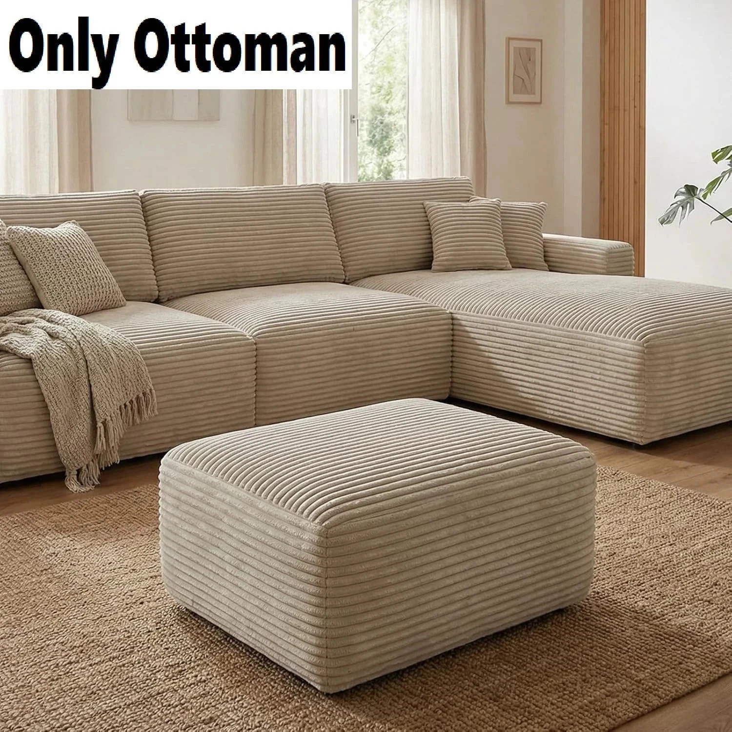 Modular Sectional Sofa Couch 103.5” & 37.0” Beige, L-Shaped Sectional Couches…