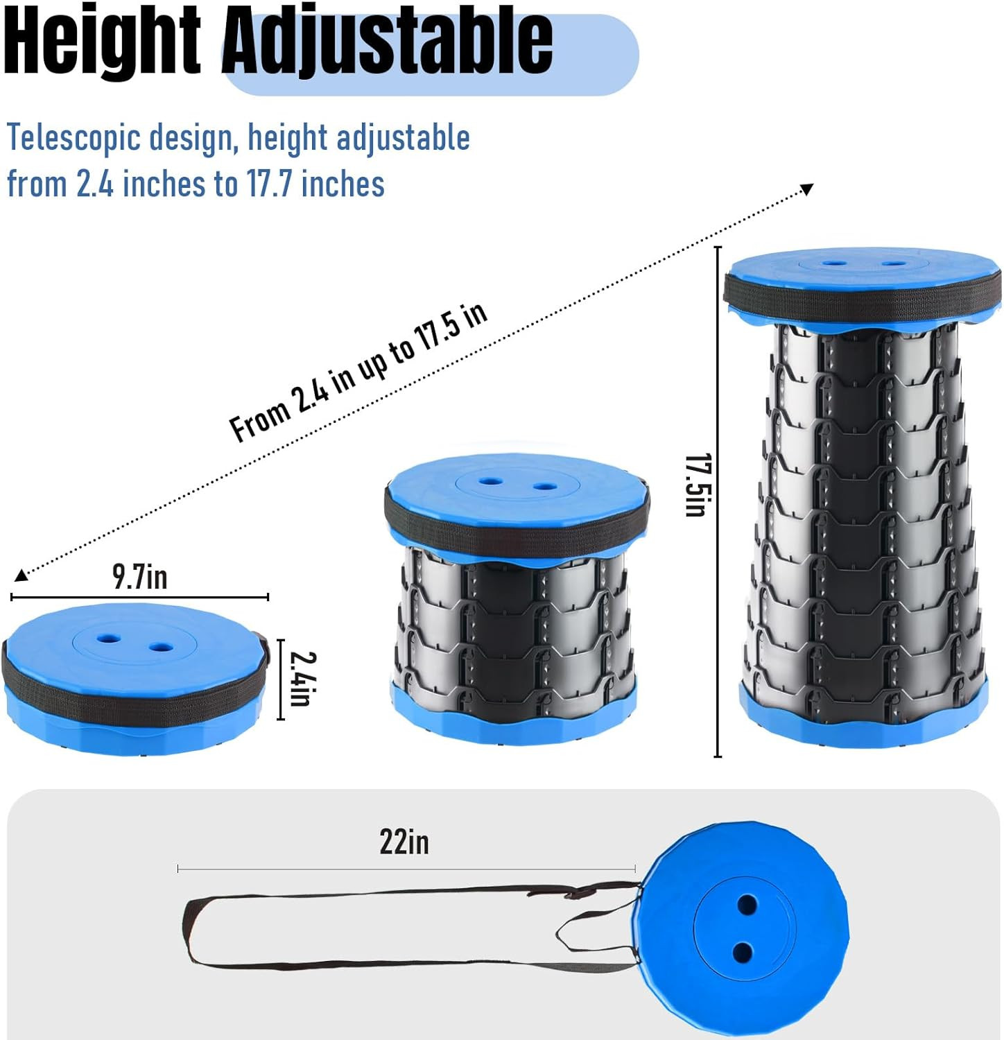 Upgraded Foldable Stool Thickened Set of 2, Portable Collapsible Stool Retractab