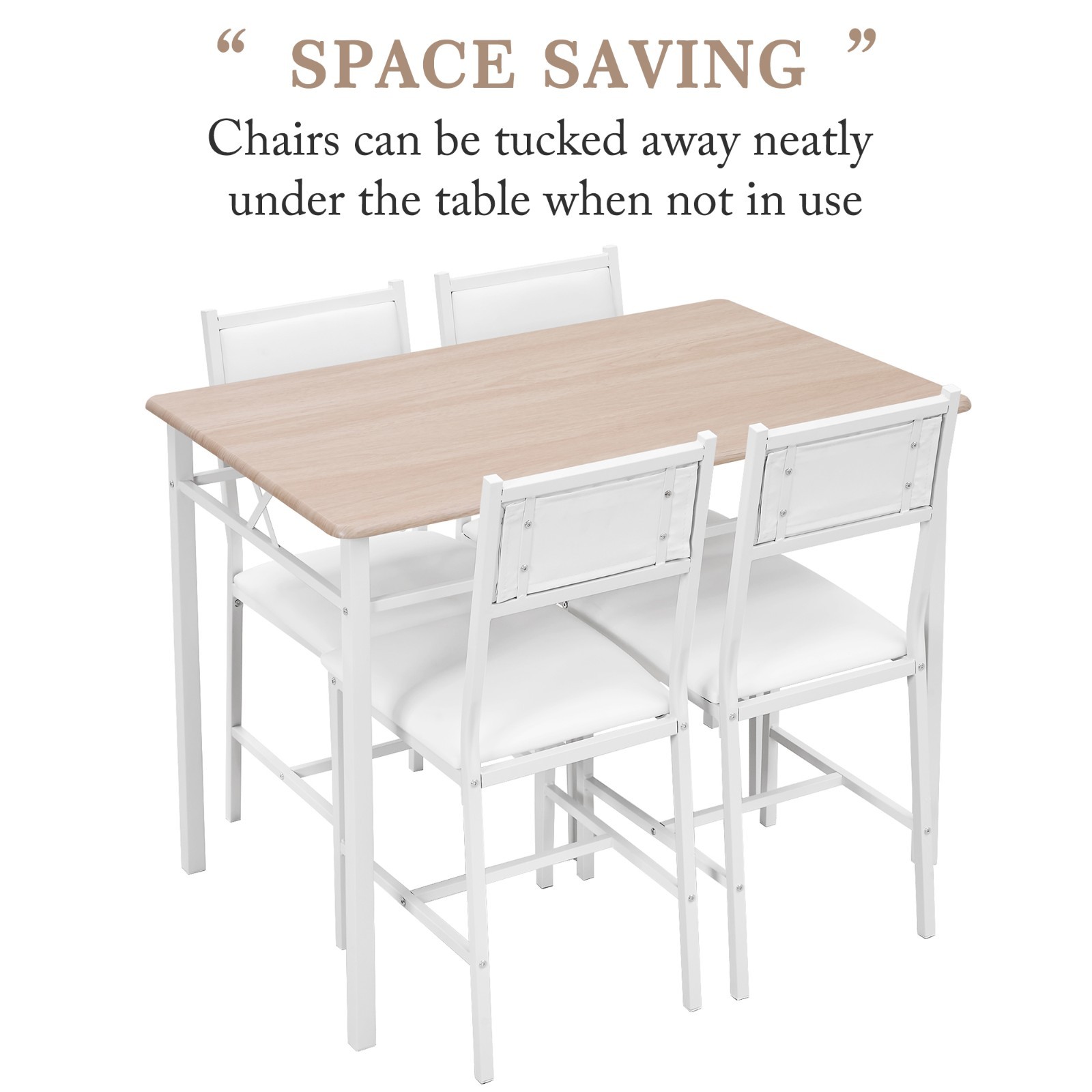 5 Pcs Dining Table Set w/4 Upholstered Chairs Small Kitchen Table Set Apartment