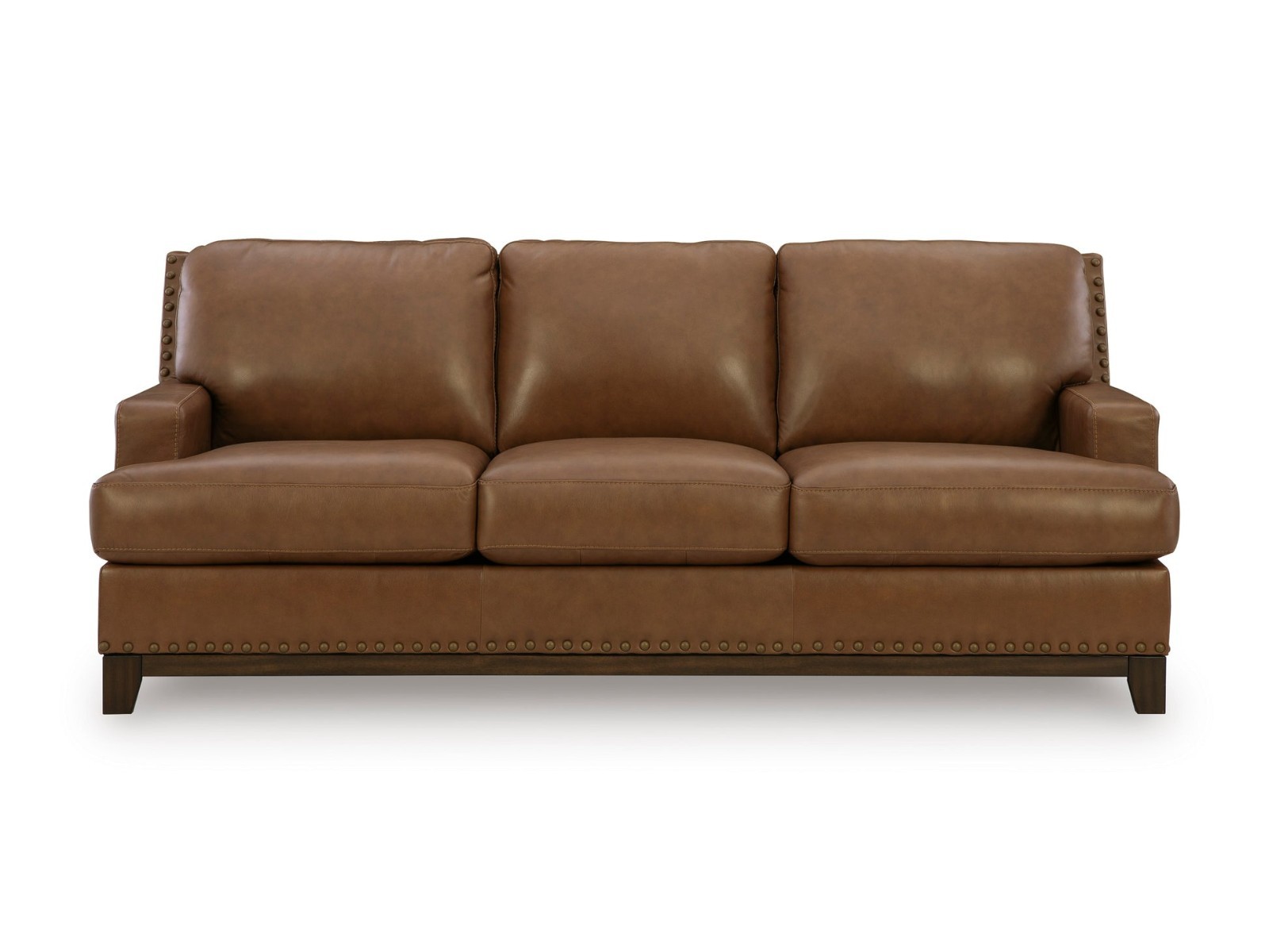 GENUINE Leather 2PC Sofa Loveseat Amber Brown Traditional Rustic Living Room Set