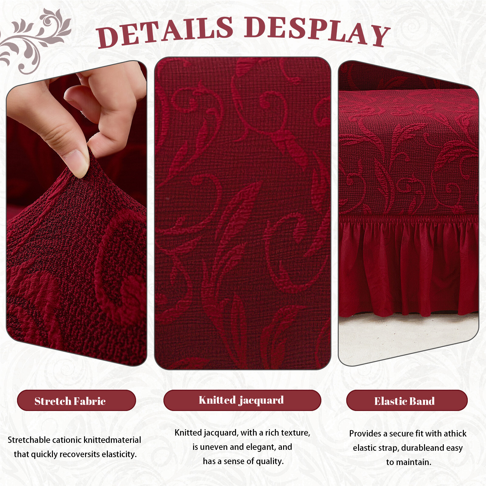 Soft Jacquard Sofa Cover Stretch Couch Cover 1/2/3/4 Seater Slipcover Protector