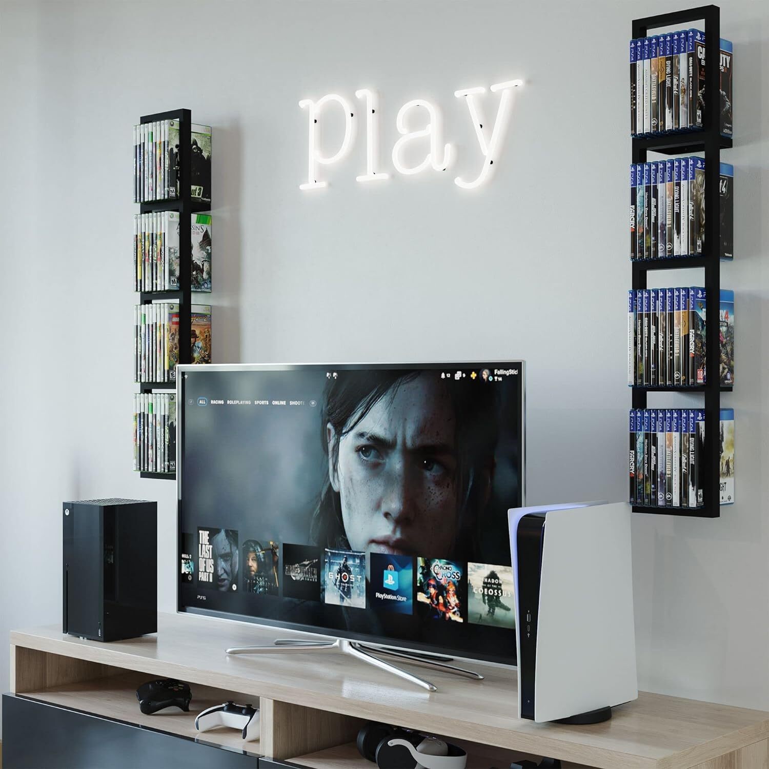 5PCs 34 In Video Game Rack Media Storage Shelves for Wall, CD DVD Storage Shelf