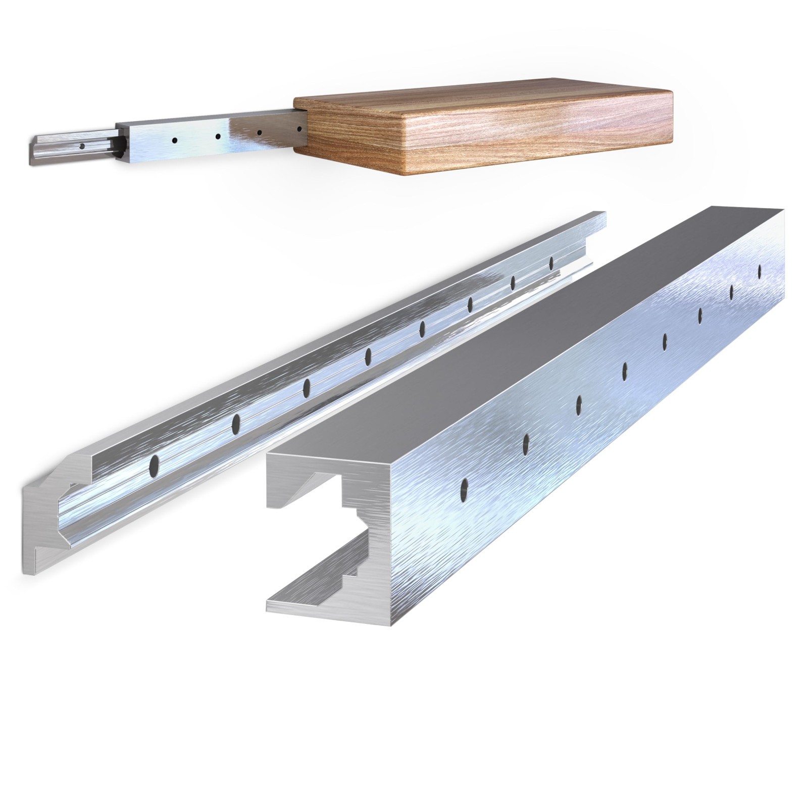 Aluminum Floating Shelves Wall Bracket System, 125LB Capacity, 2-Pack, 23.75