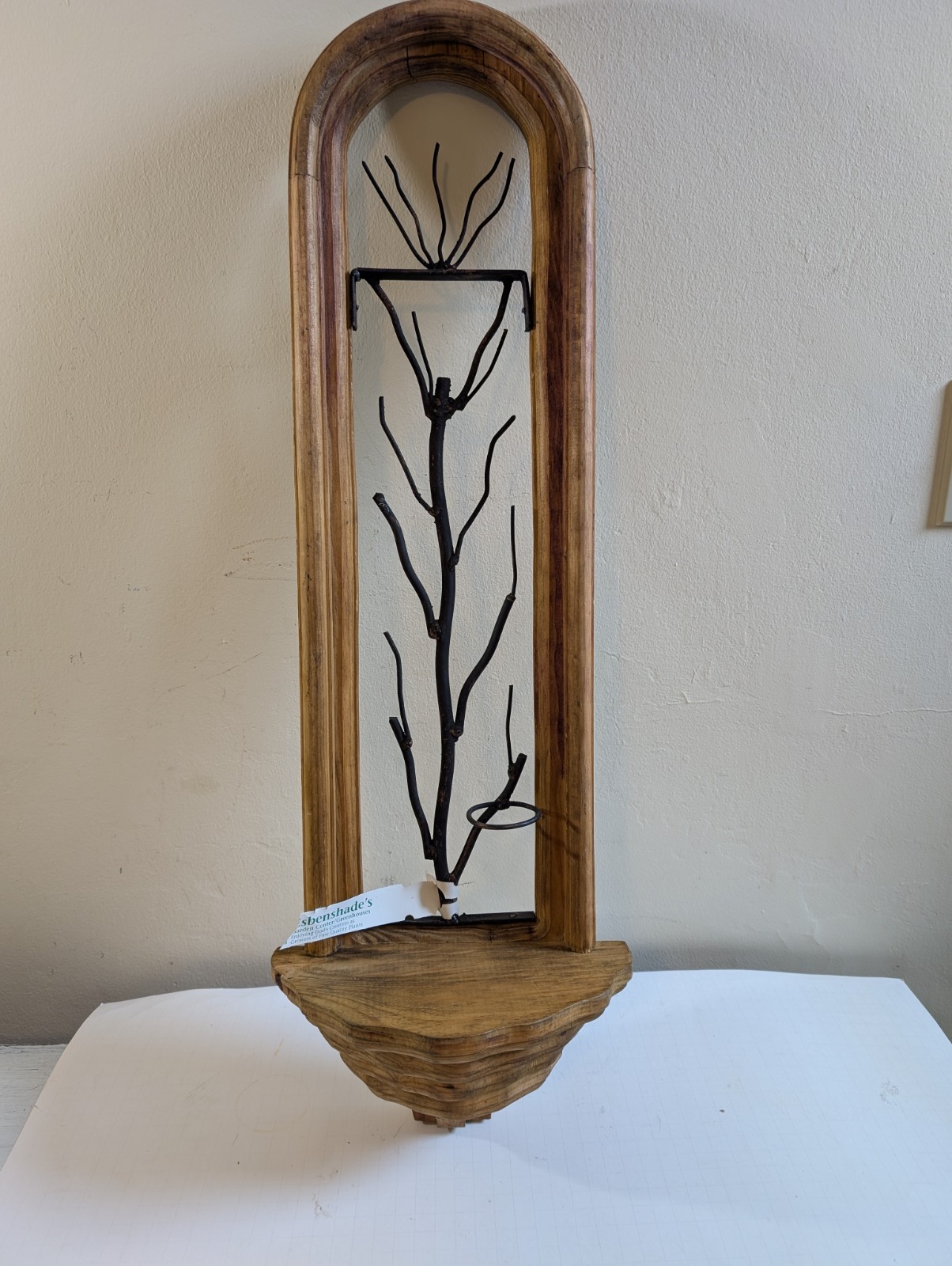 NOS Wood And Iron Art Deco Tree Wall Hanging Display Shelf 29.5″X9.5″X5.75″