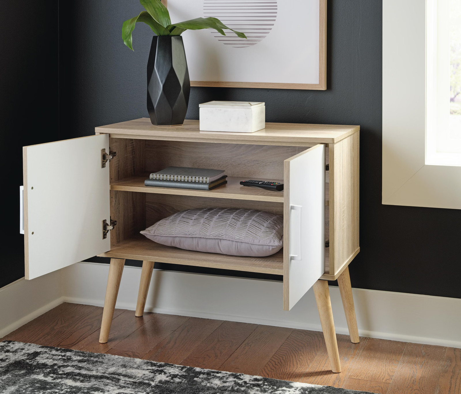 Signature Design by Ashley Contemporary Orinfield Accent Cabinet Natural/White