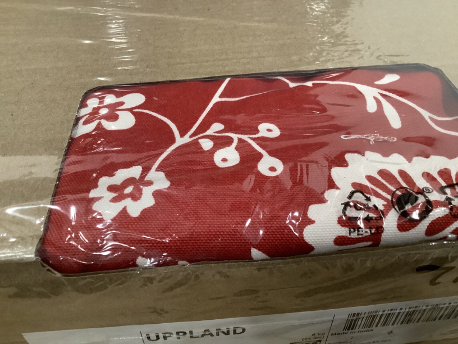 Ikea UPPLAND slipcover COVER FOR Sofa with CHAISE virestad red/white 304.727.91