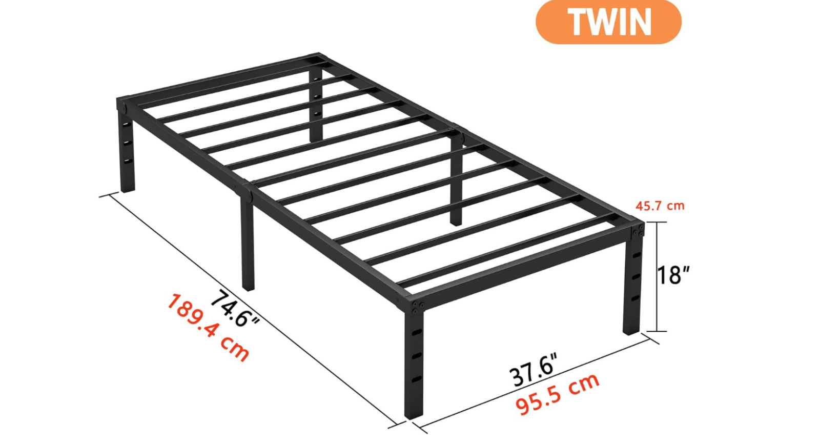 Metal Bed Frame,Twin Size Bed Frame with Storage Space,Heavy Duty Sturdy