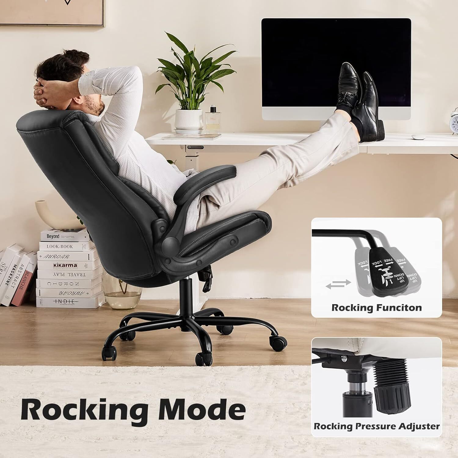 HOMEFLA Ergonomic Executive Computer Office Chair with Adjustable Flipup Armrest