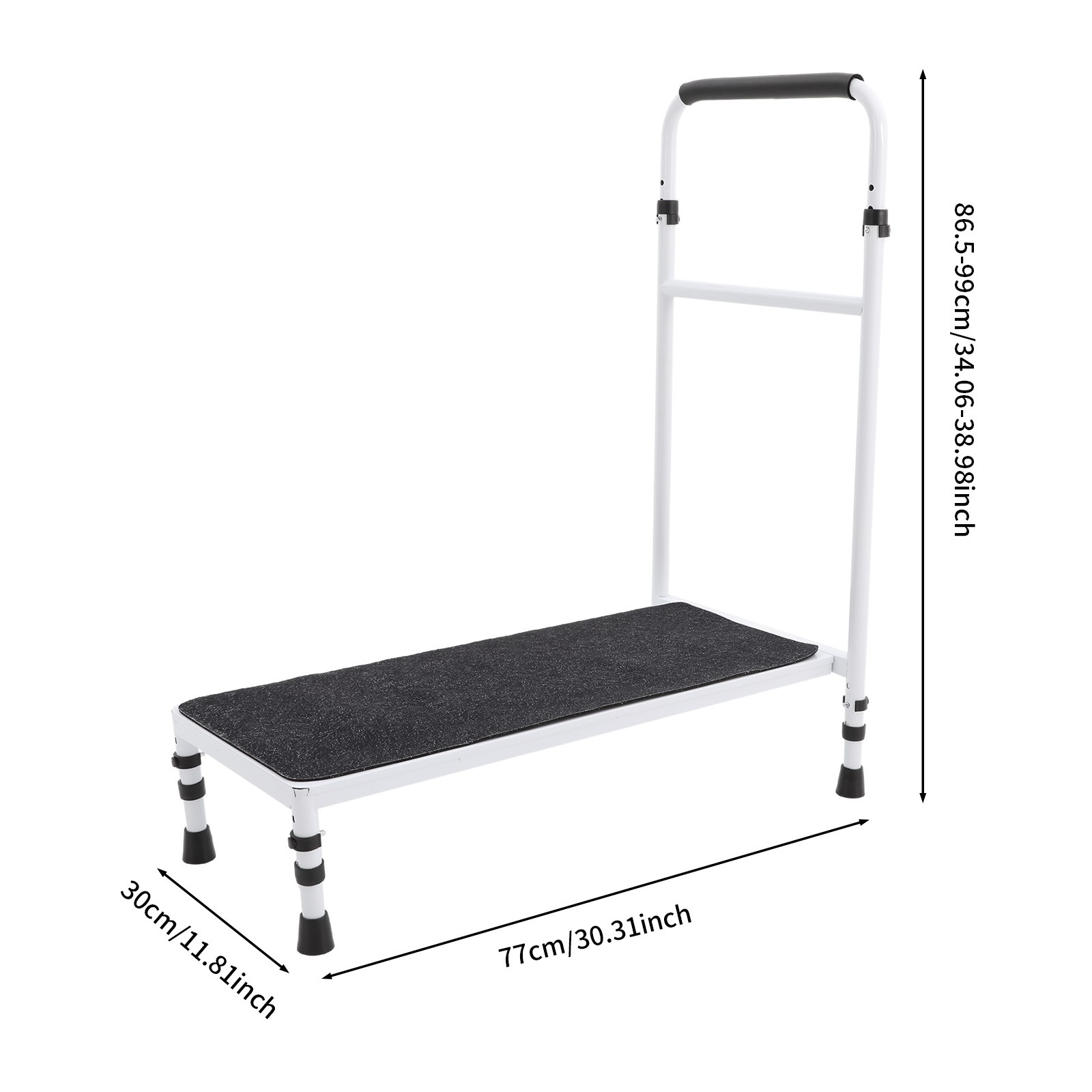 Bedside Step Stool with Handle, 330 lbs Capacity, Adjustable Height 34-39 Inch,