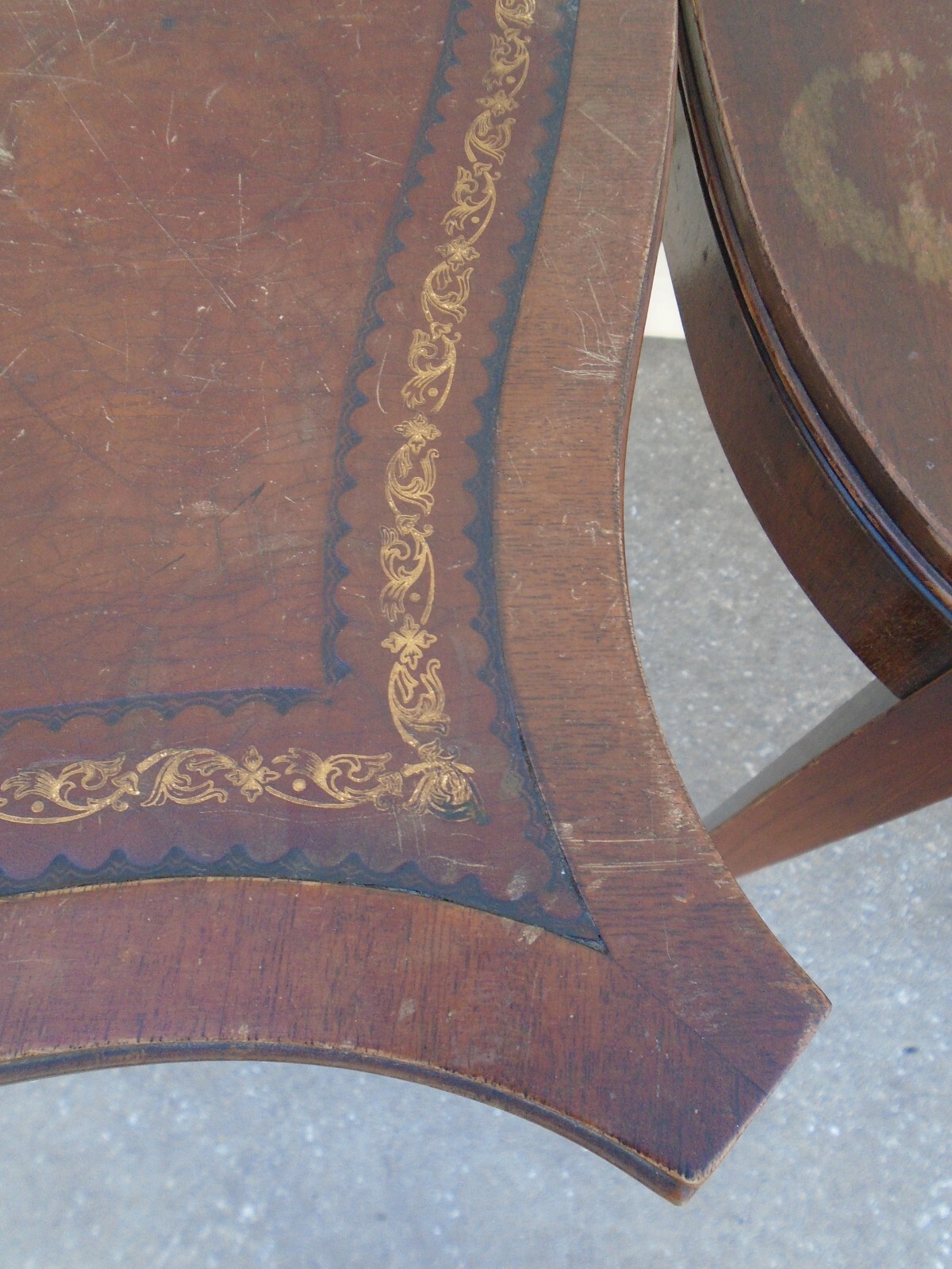 3 Nesting End Tables French Country Regency Side Louis XVI Leather Mahogany TLC