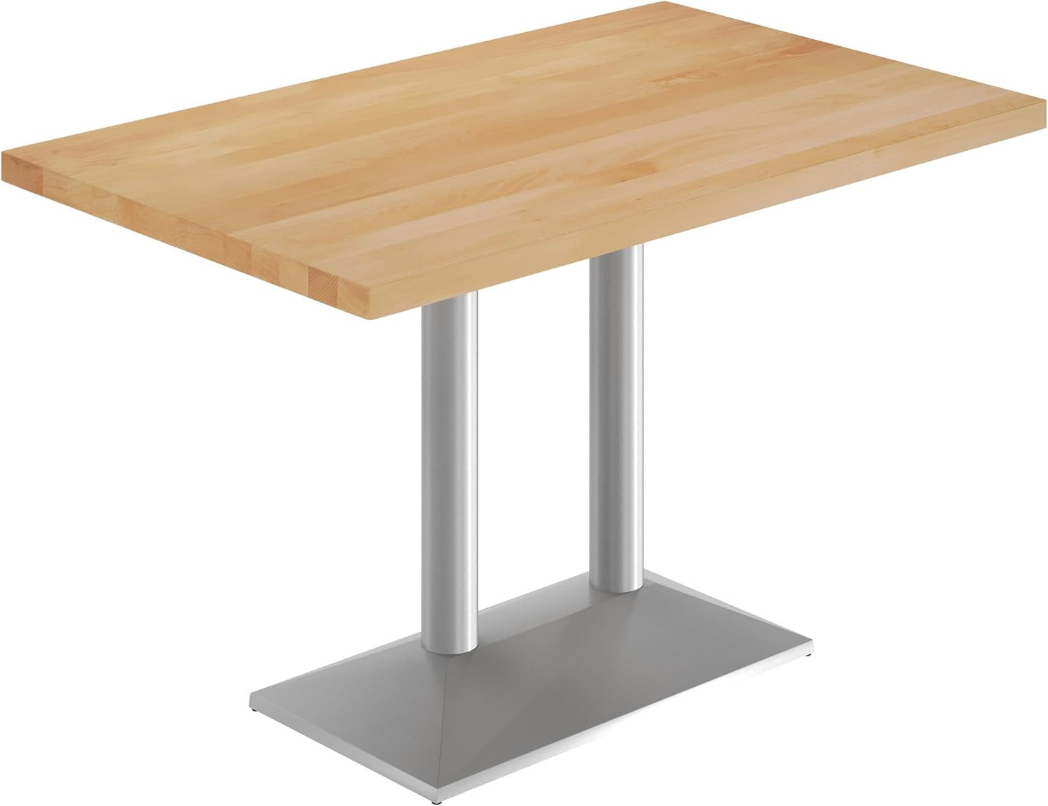 Natural Wood Indoor Tabletop with Silver Cast Iron Base – 30″x48